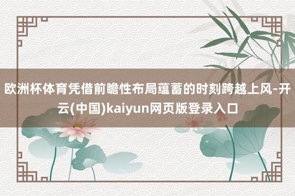 欧洲杯体育　　凭借前瞻性布局蕴蓄的时刻跨越上风-开云(中国)kaiyun网页版登录入口